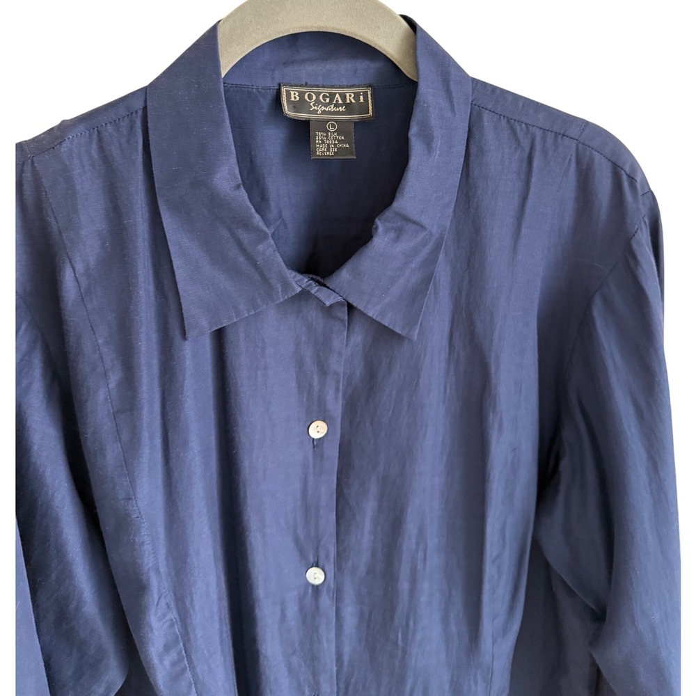 Bogari Signature Navy Button‎ Front Shirt M - Picture 3 of 4